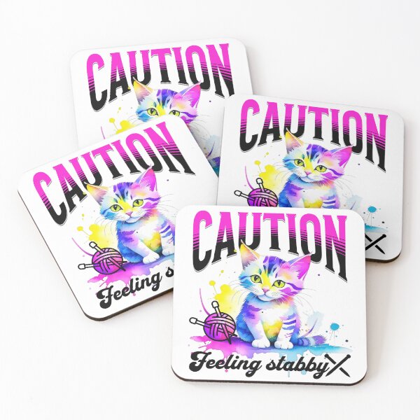 Item preview, Caution - feeling stabby - knitting humor designed and sold by EvergreenWhimsy.
