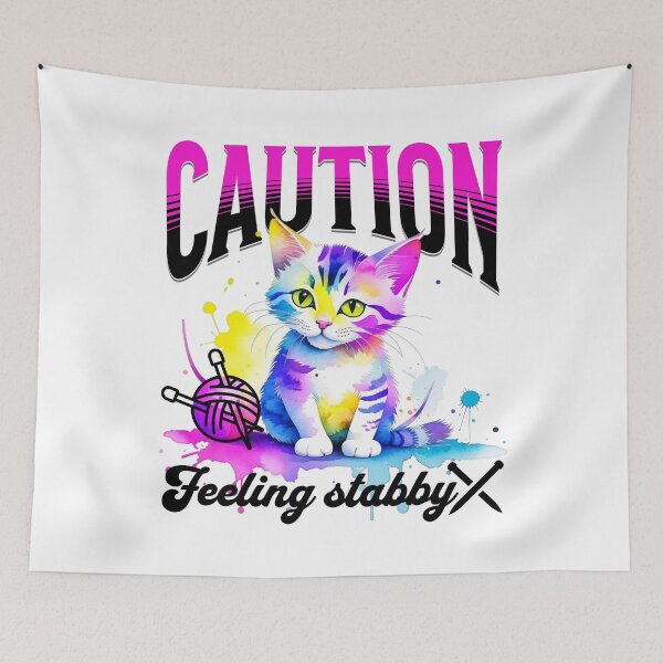 Item preview, Caution - feeling stabby - knitting humor designed and sold by EvergreenWhimsy.