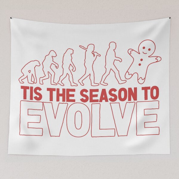 Item preview, Tis the Season to Evolve - Funny Human Evolution into Christmas Gingerbread Man (Red Design) designed and sold by Spiprinto.
