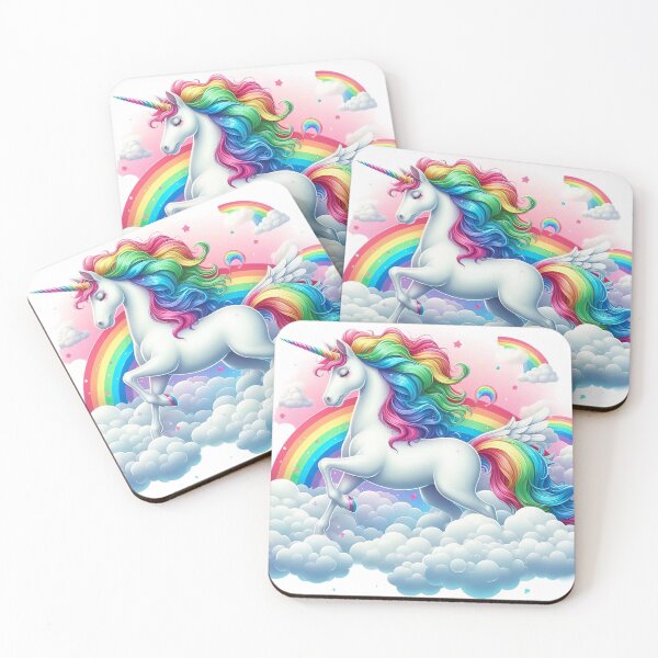 Item preview, "Whimsical Rainbow Unicorn Walking on Clouds Art - Cute Cartoon Style" designed and sold by Huycao211.