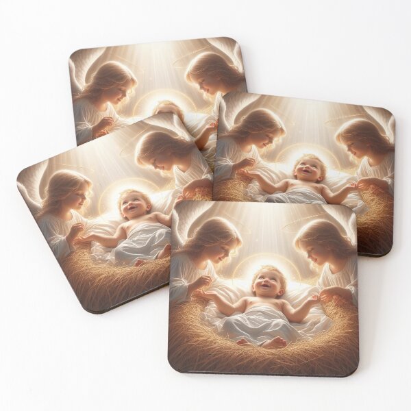 Item preview, Divine Nativity story with Jesus in the manger surrounded by angels designed and sold by EbyArts.