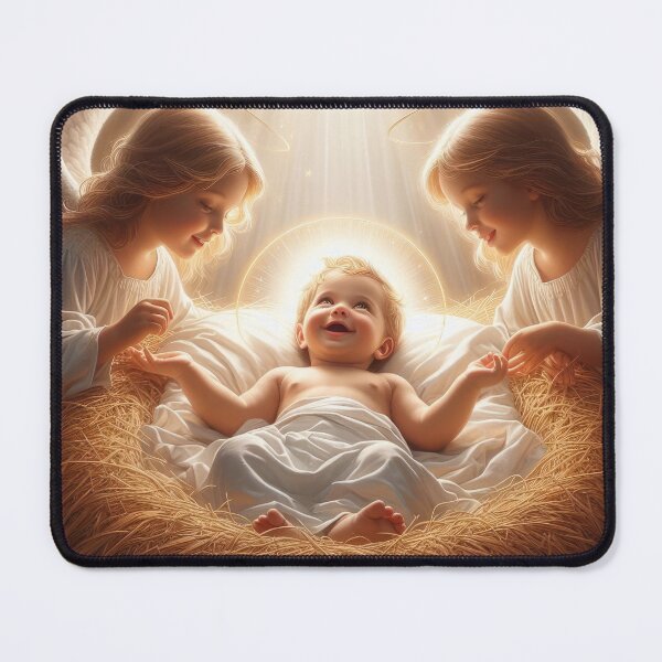 Item preview, Divine Nativity story with Jesus in the manger surrounded by angels designed and sold by EbyArts.