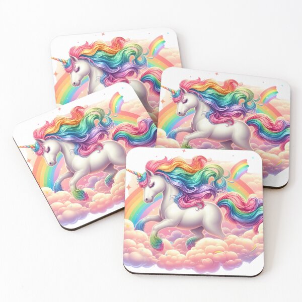 Item preview, "Whimsical Rainbow Unicorn Walking on Clouds Art - Cute Cartoon Style" designed and sold by Huycao211.