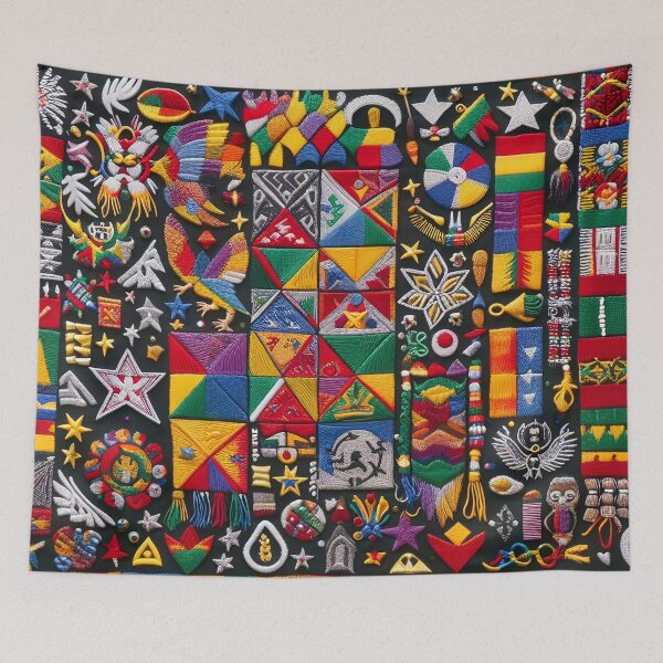 Item preview, Adinkra Symbols Inspired Tapestry Pattern 01 designed and sold by MyEbonyYou.
