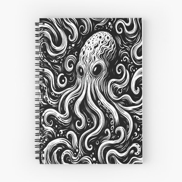 Item preview, Cosmic Octopus: Black and White Illustration designed and sold by Voidex.