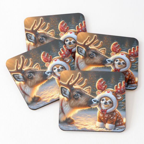 Item preview, Chihuahua Christmas Cheer: A Reindeer's Gentle Greeting designed and sold by DeenaDee.