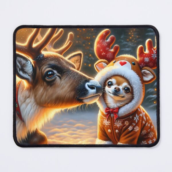 Item preview, Chihuahua Christmas Cheer: A Reindeer's Gentle Greeting designed and sold by DeenaDee.