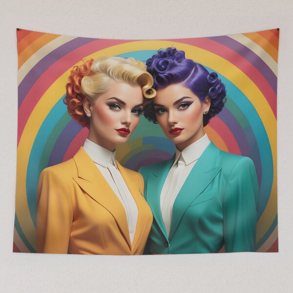 Item preview, Vintage Love: Stylish Women in Vibrant Suits designed and sold by whimsiqueer.