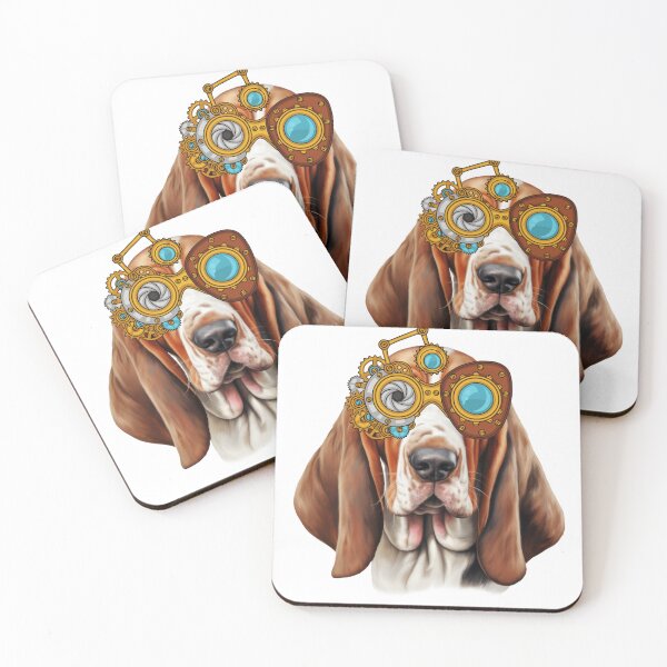 Item preview, Basset Hound Wearing  Steampunk Glasses designed and sold by TheAnimalZ00.
