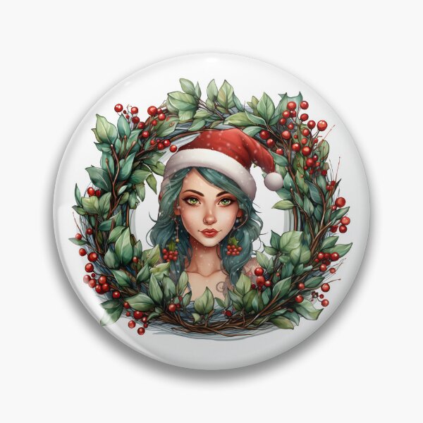 Item preview, Christmas Elf Girl in a festive wreath designed and sold by Psiryjski.