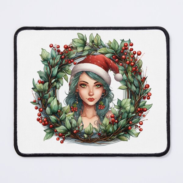 Item preview, Christmas Elf Girl in a festive wreath designed and sold by Psiryjski.