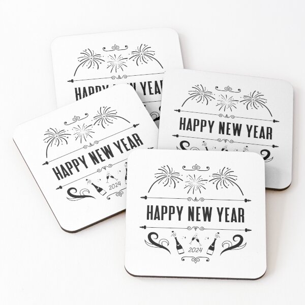 Item preview, Happy New Year 2024 - Vintage-Style New Year Celebration (Black Design) designed and sold by Spiprinto.