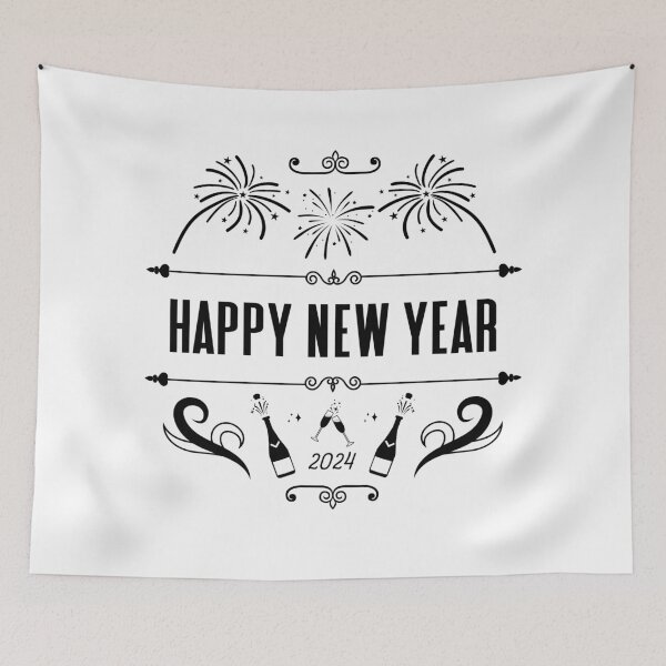 Item preview, Happy New Year 2024 - Vintage-Style New Year Celebration (Black Design) designed and sold by Spiprinto.