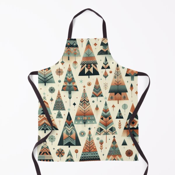 Item preview, Geometric Christmas Tree Nordic Scandinavian mid Century Modern Turquois Greens Blues Rust Red pattern  designed and sold by CoffeeIsATrip.