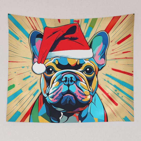 Item preview, Frenchie Wearing A Santa Hat Pop Art Puppy designed and sold by Glimmersmith.