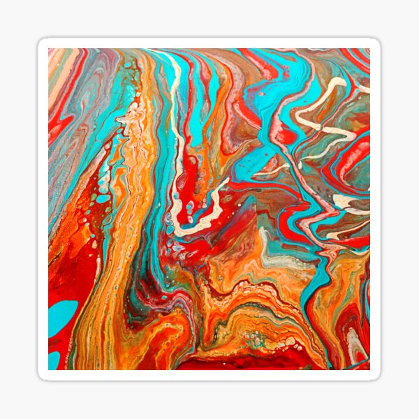 Artikel-Vorschau von Red Orange Teal Paint Pour, designt und verkauft von justingrenie.