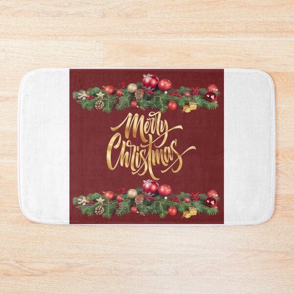 Item preview, Merry Christmas Gold with Ornament Garland designed and sold by TidyKitchenInc.