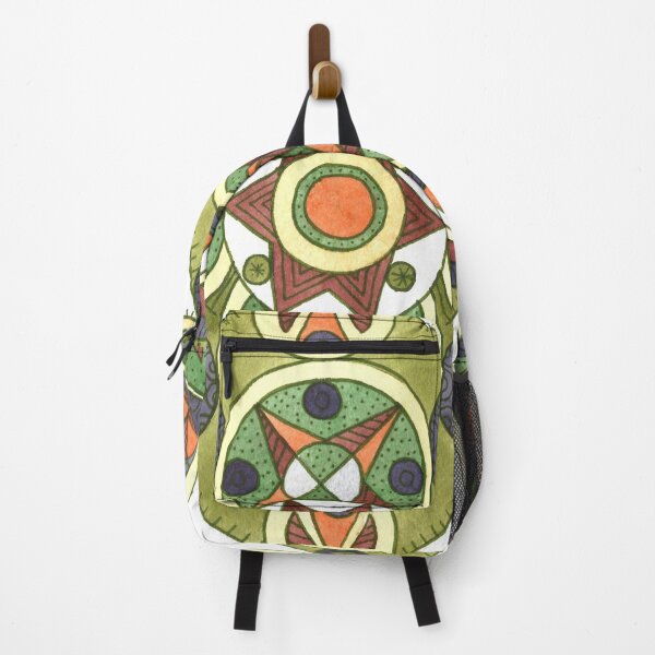 Item preview, Green geometric pattern, boho style autumn print, watercolor vintage painting, Colorful, olive green designed and sold by irusca_ artworks.