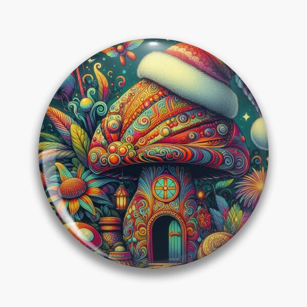 Artikelvorschau, Cottagecore Psychedelic Mushroom Christmas Cottage Psilocybin Xmas Elf House Santa Hat entworfen und verkauft von CoffeeIsATrip.
