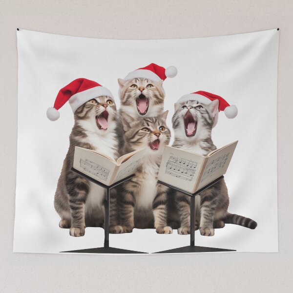 Item preview, Funny Christmas Cats Carolling, Meowy Cats For Everybody designed and sold by ZedOhEe.