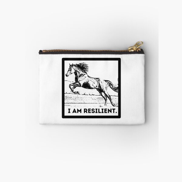 Item preview, "I am resilient" - Positive affirmation with horse artwork on designed and sold by ExtraMessages.