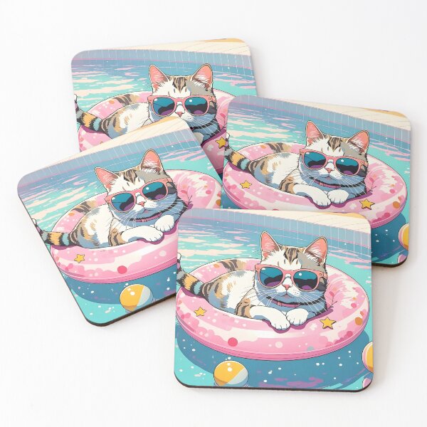 Item preview, Cat Relaxing Pool with Sunglasses designed and sold by FurryFantasy.
