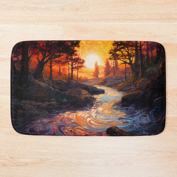 Item preview, Red impressionistic autumn landscape designed and sold by Red Witch Art.