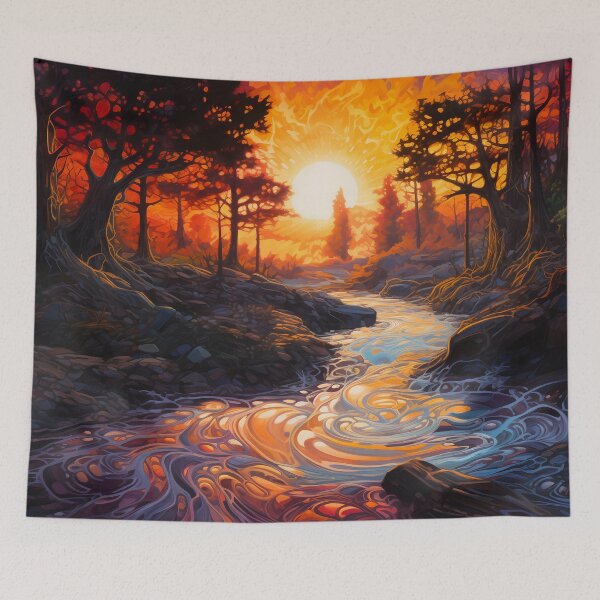 Item preview, Red impressionistic autumn landscape designed and sold by Red Witch Art.