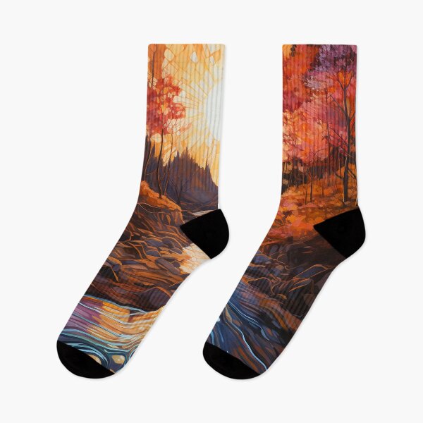 Item preview, Red impressionistic autumn landscape designed and sold by Red Witch Art.