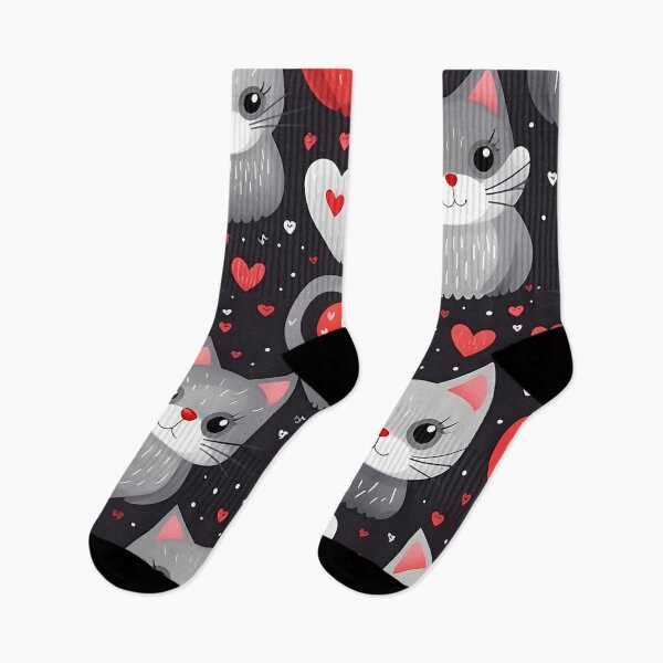 Item preview, Charming Grey Cats Love Pattern designed and sold by inkArtistryfine.