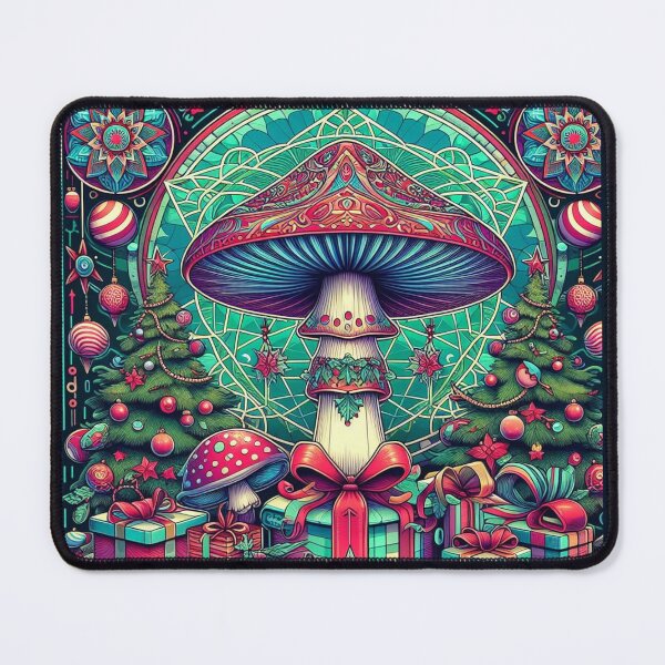 Item preview, Psychedelic Mushroom Christmas psilocybin Cottagecore presents Xmas Tree Holly Mandalas Ornaments designed and sold by CoffeeIsATrip.