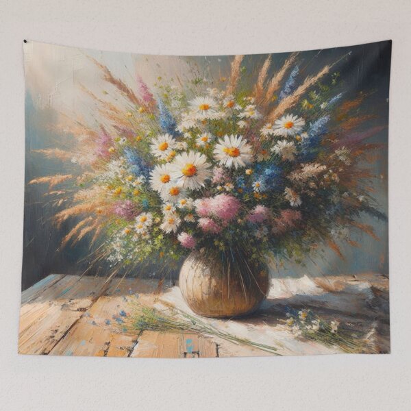 Item preview, Still Life Vase Painting - Daisies and Wheat designed and sold by Star-Fragment.