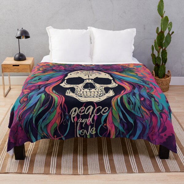Item preview, Hippie Bones: Peace, Love, and Botanical Skull designed and sold by inkArtistryfine.