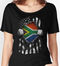 Südafrikanische amerikanische Flagge USA Südafrika Loose Fit T-Shirt