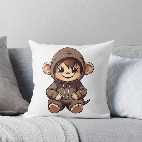 Item preview, Cute anime monkey wearing hoodie designed and sold by hermeneutic.