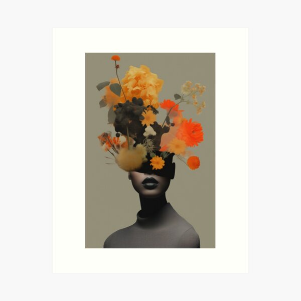 Colourful Floral woman portrait  Art Print