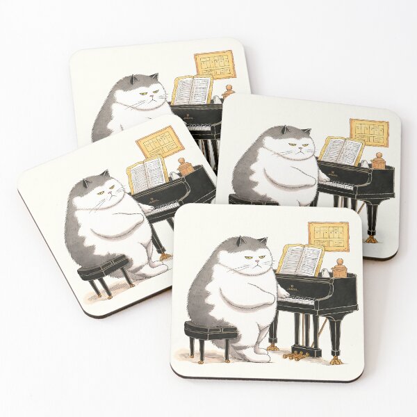 Item preview, cat playing piano designed and sold by ururuty.