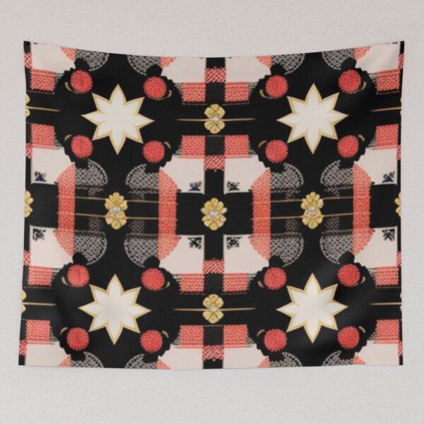 Item preview, Preppy peach and black star pattern  designed and sold by Roxburylane.