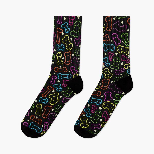 Item preview, NEON PENIS HEARTS PATTERN MASK BLACK designed and sold by aydapadi.