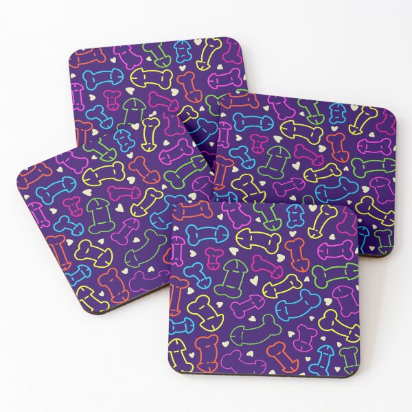 Item preview, NEON PENIS HEARTS PATTERN MASK PURPLE designed and sold by aydapadi.