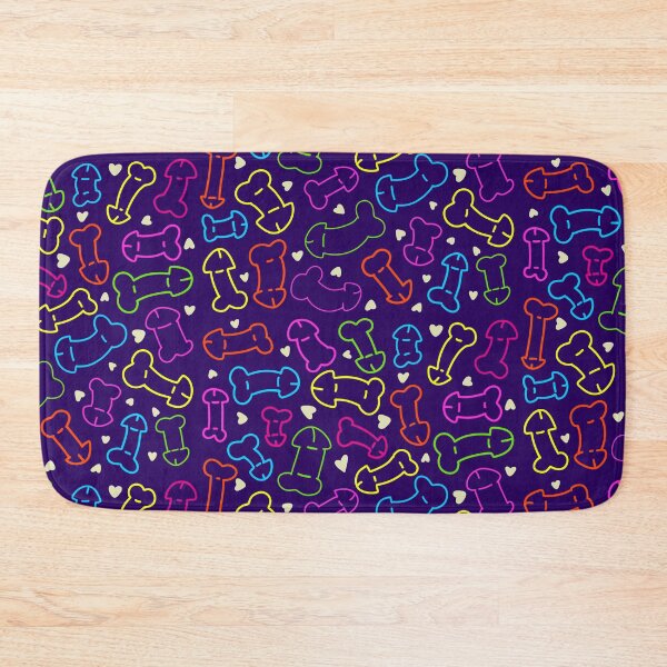 Item preview, NEON PENIS HEARTS PATTERN MASK PURPLE designed and sold by aydapadi.