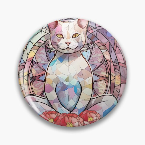 Artikelvorschau, Buntglas-Yoga-Katze, Yoga-Katzen-Geschenk, Yoga-Position entworfen und verkauft von danaJG.