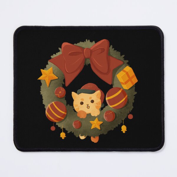 Item preview, Christmas Cat with Christmas laurel wreath designed and sold by yphien.