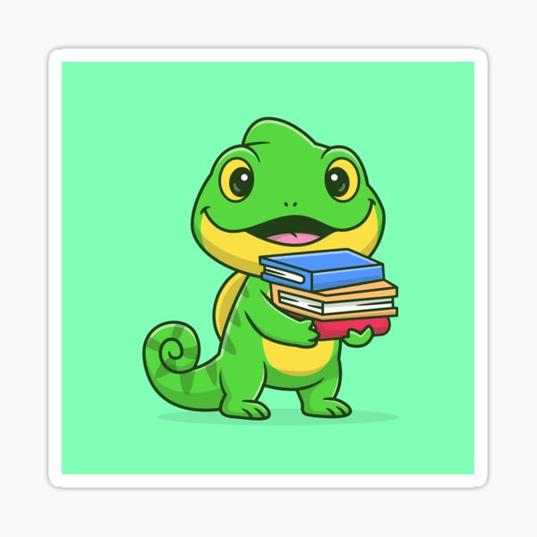 Item preview, Bookworm Chameleon: Cute Chameleon with Book Cartoon Vector Icon Illustration designed and sold by hjian8219.