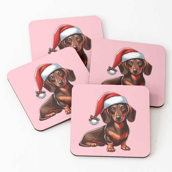 Item preview, Cute Dachshund with santa hat designed and sold by HeadTurningArt.