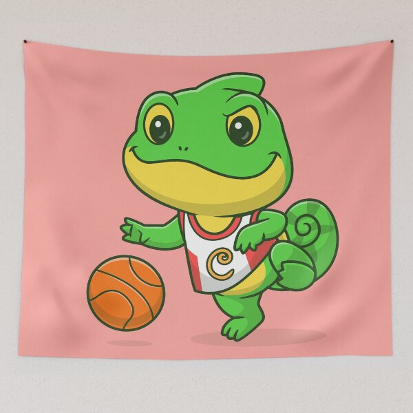Item preview, Hoops Harmony: Cute Chameleon Playing Basketball Vector Icon Illustration designed and sold by hjian8219.