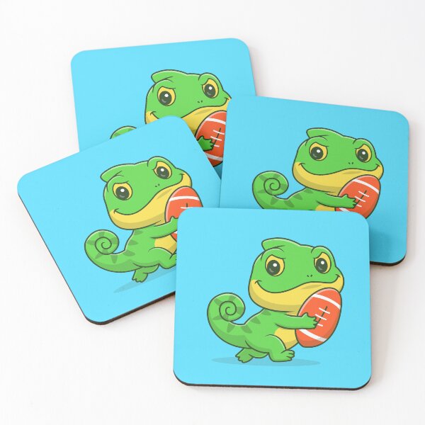 Item preview,  "Rugby Rascal: Cute Chameleon Playing Rugby Ball Vector Icon Illustration" designed and sold by hjian8219.
