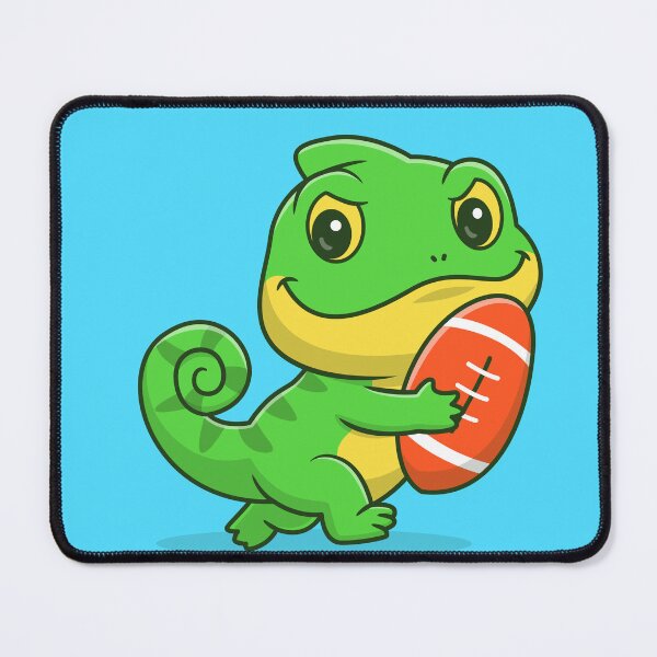 Item preview, "Rugby Rascal: Cute Chameleon Playing Rugby Ball Vector Icon Illustration" designed and sold by hjian8219.