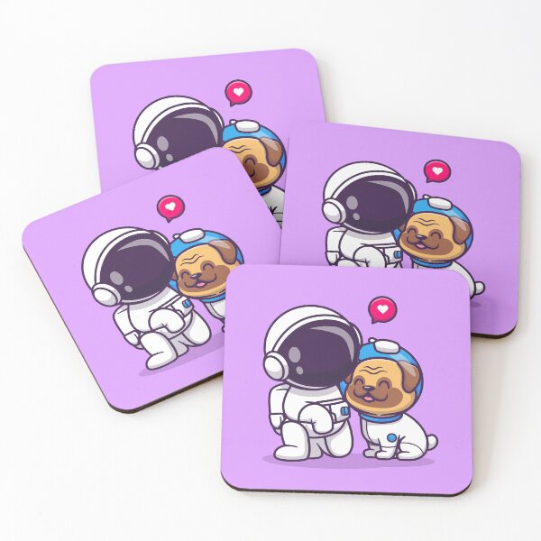 Item preview, Space Companions: Cute Astronaut with Pug Dog Cartoon Vector Icon Illustration designed and sold by hjian8219.