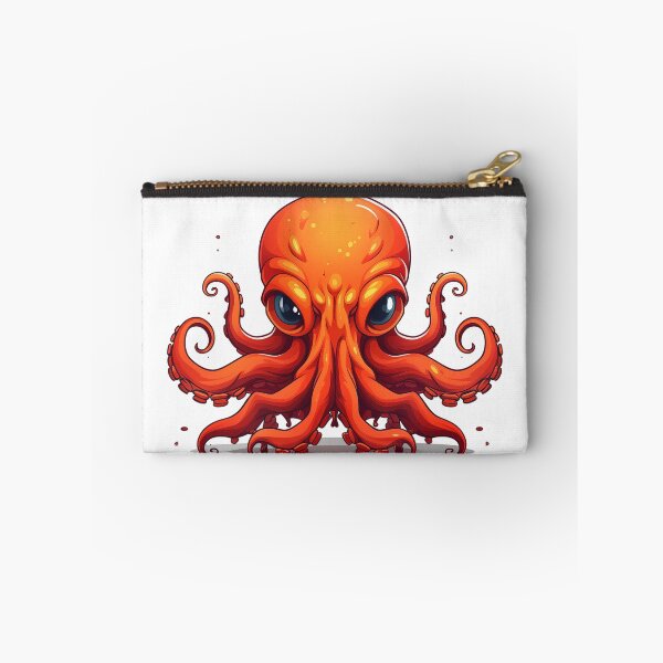 Item preview, Beautiful red angry cartoon octopus designed and sold by HappyStickBike.
